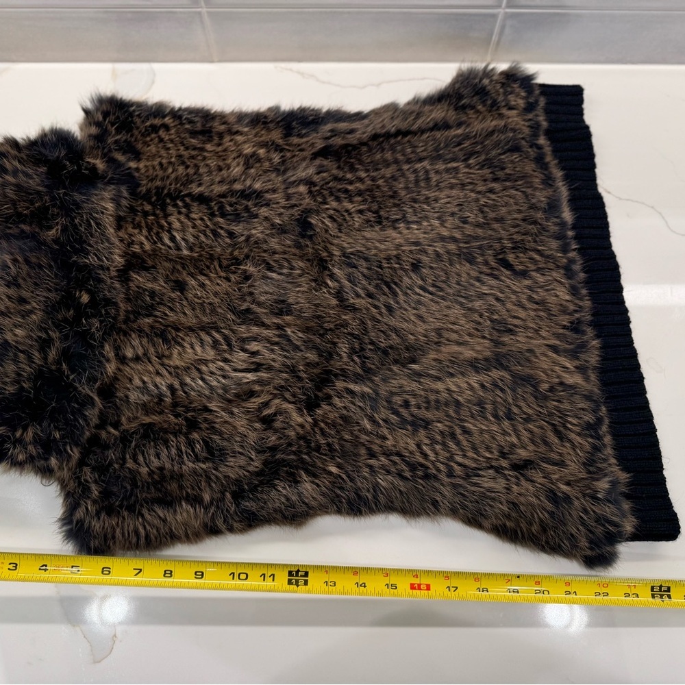 Love Token Rabbit Fur Black Brown Pull Over Vest-S - Picture 10 of 10